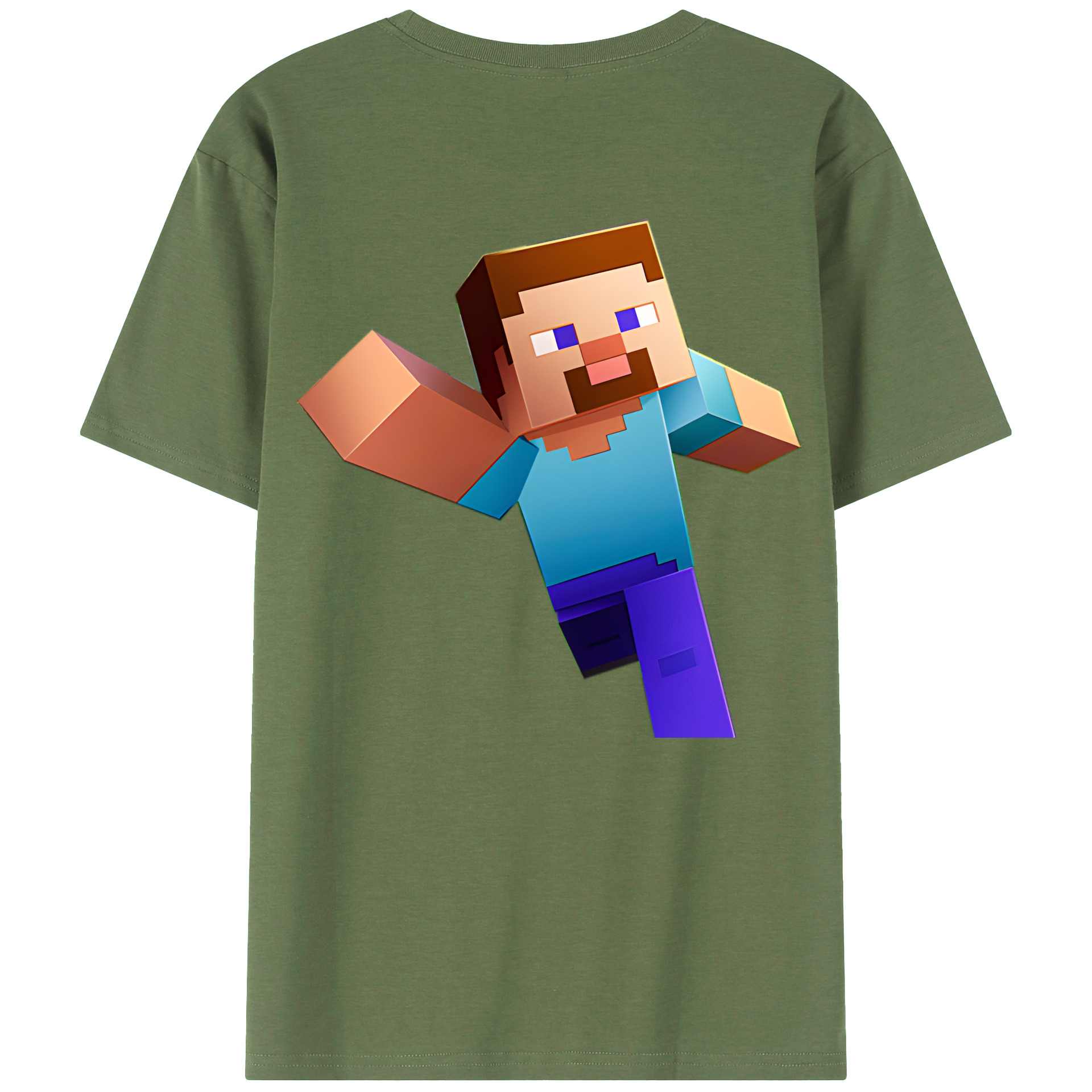 （画像用） マインクラフト ブロックの世界 Minecraft MC Block world 綿100％ メンズ半袖Tシャツ（バックプリント） 通気性